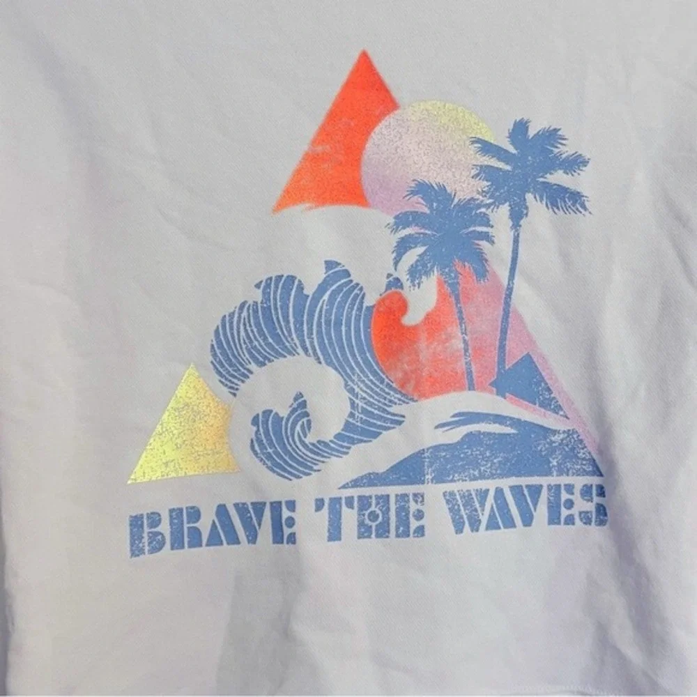 GAP Girls Cropped Brave The Waves Sweatshirt Lavender Blue Size‎ M (8) Beachy